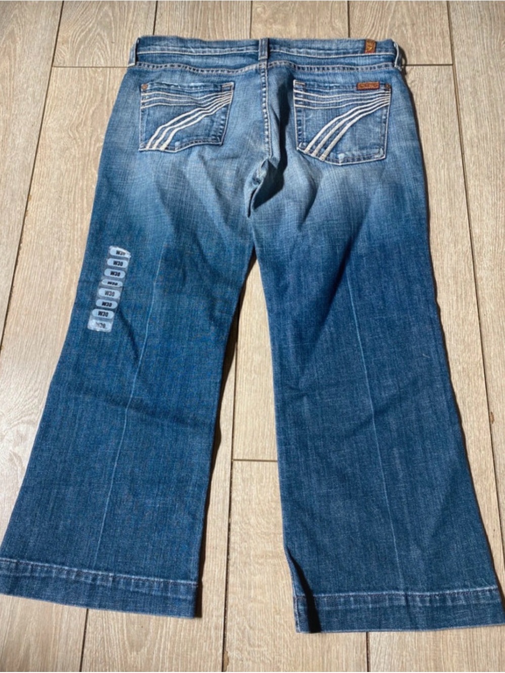 7 For All Mankind Dojo Crop Stretch Denim Jeans Size 30 Y2K 2000s Vintage